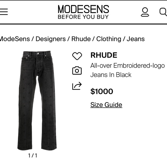 Rhude Jeans Embroidered *RARE* - Picture 5 of 5